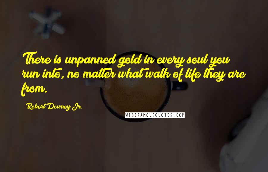 Robert Downey Jr. Quotes: There is unpanned gold in every soul you run into, no matter what walk of life they are from.