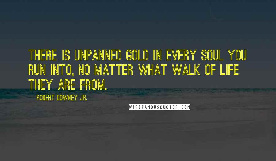 Robert Downey Jr. Quotes: There is unpanned gold in every soul you run into, no matter what walk of life they are from.