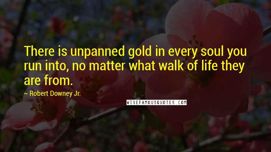 Robert Downey Jr. Quotes: There is unpanned gold in every soul you run into, no matter what walk of life they are from.