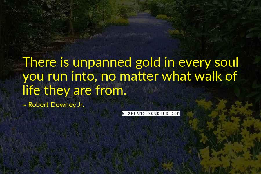 Robert Downey Jr. Quotes: There is unpanned gold in every soul you run into, no matter what walk of life they are from.