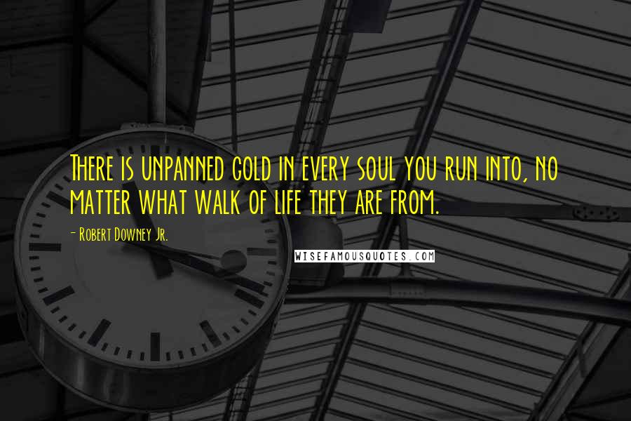 Robert Downey Jr. Quotes: There is unpanned gold in every soul you run into, no matter what walk of life they are from.