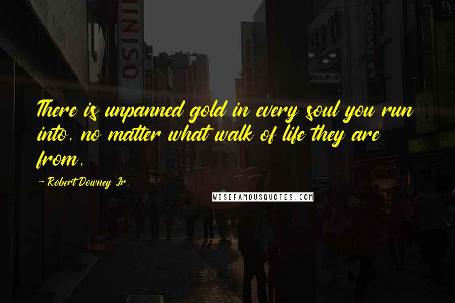 Robert Downey Jr. Quotes: There is unpanned gold in every soul you run into, no matter what walk of life they are from.