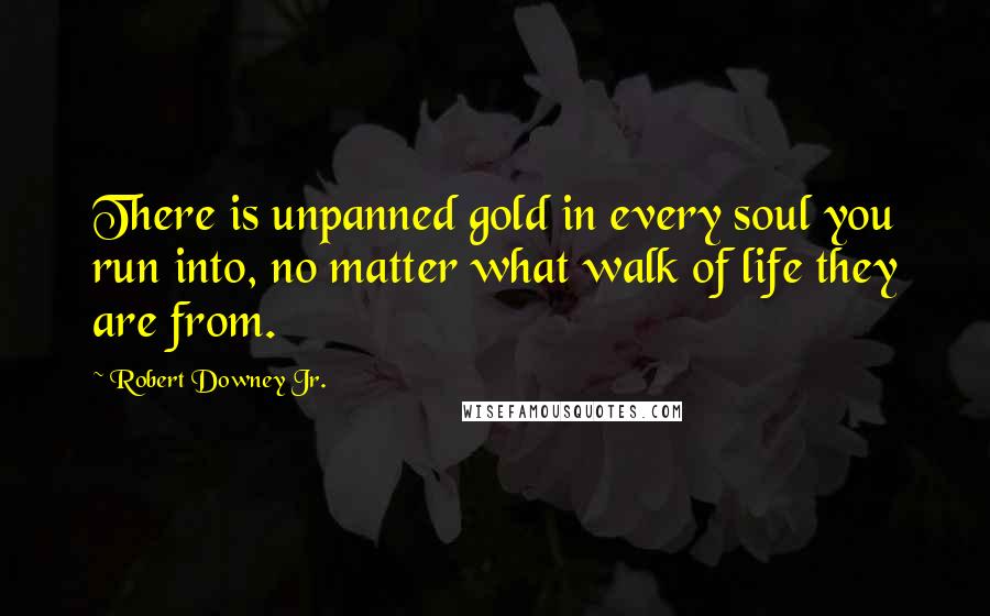 Robert Downey Jr. Quotes: There is unpanned gold in every soul you run into, no matter what walk of life they are from.