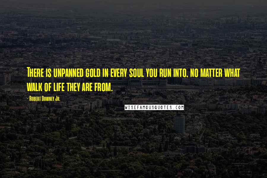 Robert Downey Jr. Quotes: There is unpanned gold in every soul you run into, no matter what walk of life they are from.