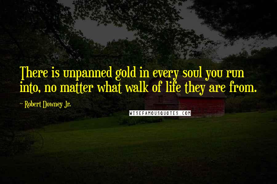Robert Downey Jr. Quotes: There is unpanned gold in every soul you run into, no matter what walk of life they are from.