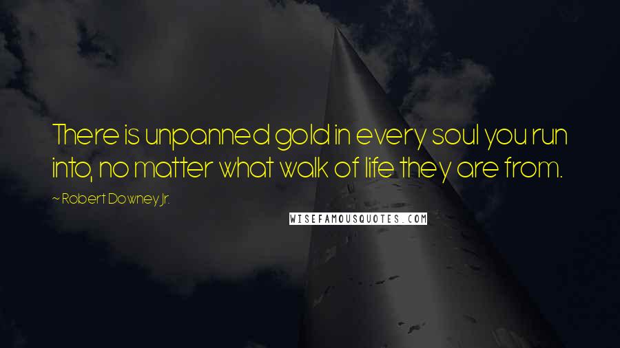 Robert Downey Jr. Quotes: There is unpanned gold in every soul you run into, no matter what walk of life they are from.
