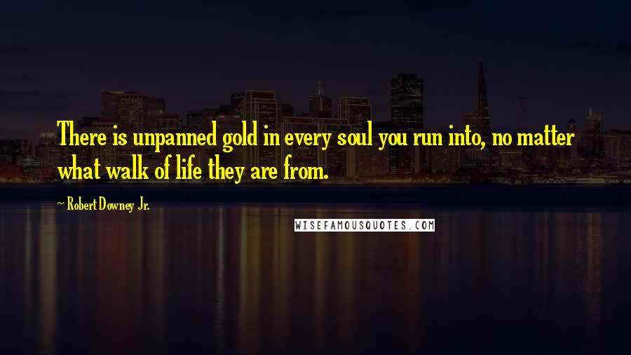 Robert Downey Jr. Quotes: There is unpanned gold in every soul you run into, no matter what walk of life they are from.