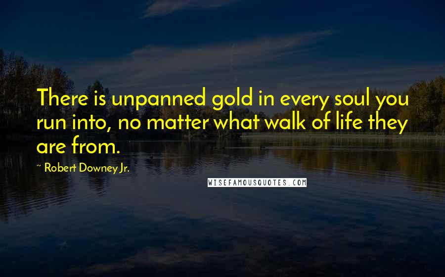Robert Downey Jr. Quotes: There is unpanned gold in every soul you run into, no matter what walk of life they are from.
