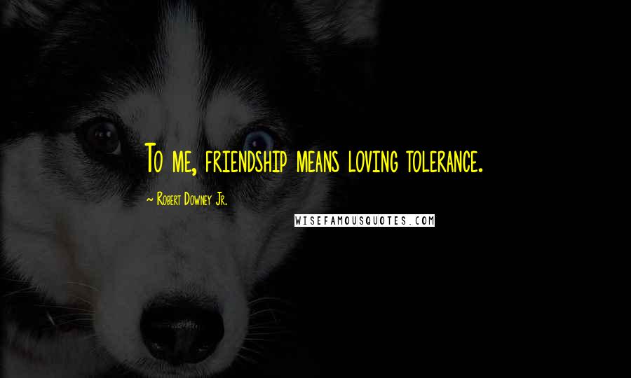 Robert Downey Jr. Quotes: To me, friendship means loving tolerance.