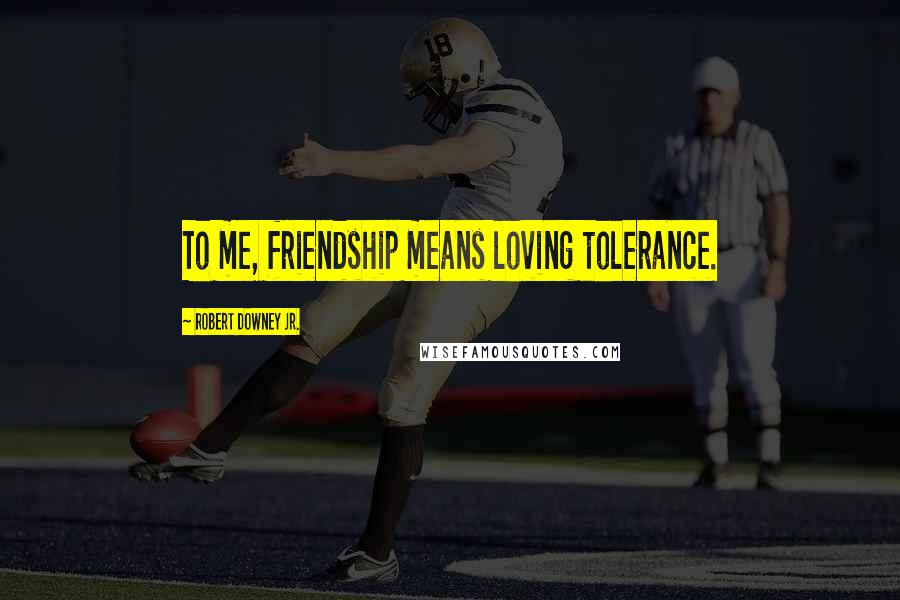 Robert Downey Jr. Quotes: To me, friendship means loving tolerance.