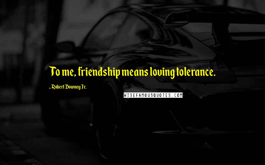 Robert Downey Jr. Quotes: To me, friendship means loving tolerance.