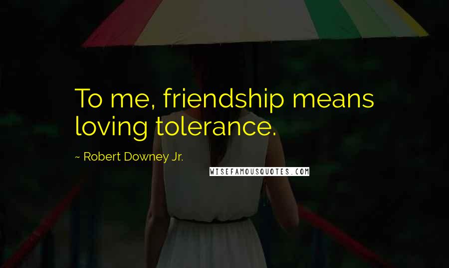 Robert Downey Jr. Quotes: To me, friendship means loving tolerance.