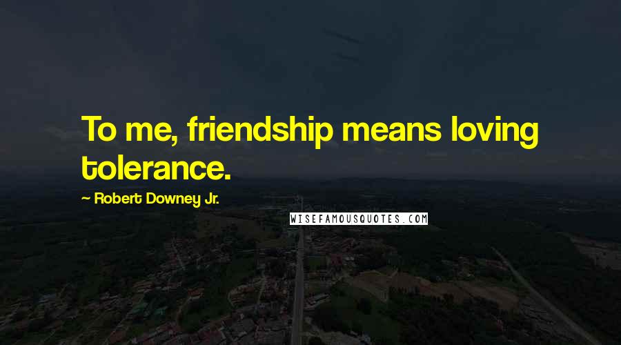 Robert Downey Jr. Quotes: To me, friendship means loving tolerance.