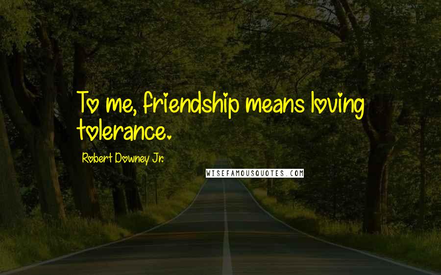 Robert Downey Jr. Quotes: To me, friendship means loving tolerance.