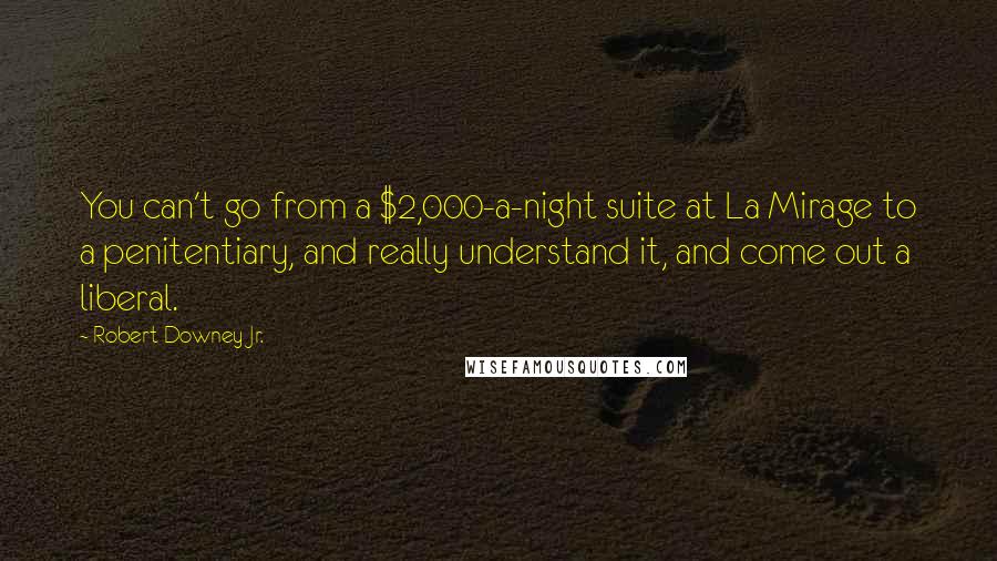 Robert Downey Jr. Quotes: You can't go from a $2,000-a-night suite at La Mirage to a penitentiary, and really understand it, and come out a liberal.