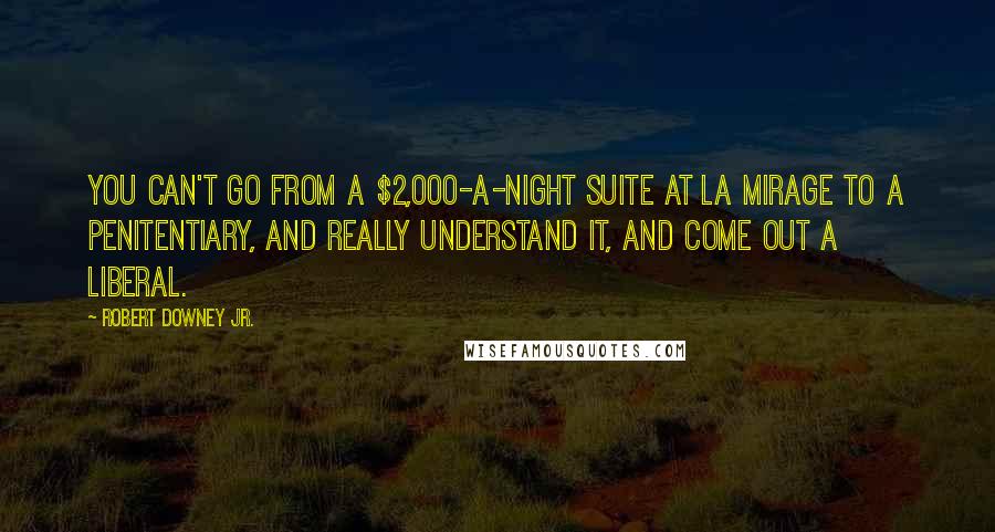 Robert Downey Jr. Quotes: You can't go from a $2,000-a-night suite at La Mirage to a penitentiary, and really understand it, and come out a liberal.