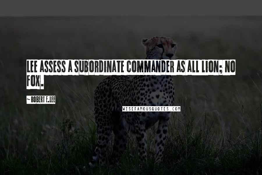 Robert E.Lee Quotes: Lee assess a subordinate commander as all lion; no fox.