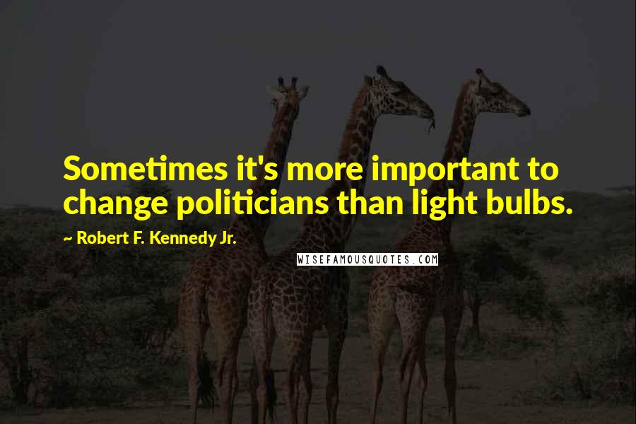 Robert F. Kennedy Jr. Quotes: Sometimes it's more important to change politicians than light bulbs.