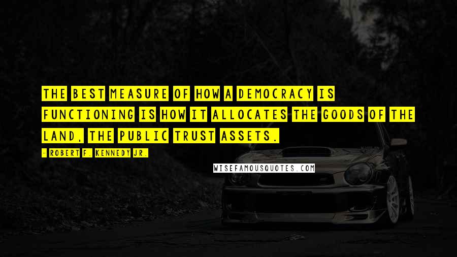 Robert F. Kennedy Jr. Quotes: The best measure of how a democracy is functioning is how it allocates the goods of the land, the public trust assets.