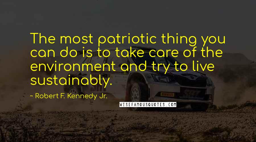 Robert F. Kennedy Jr. Quotes: The most patriotic thing you can do is to take care of the environment and try to live sustainably.