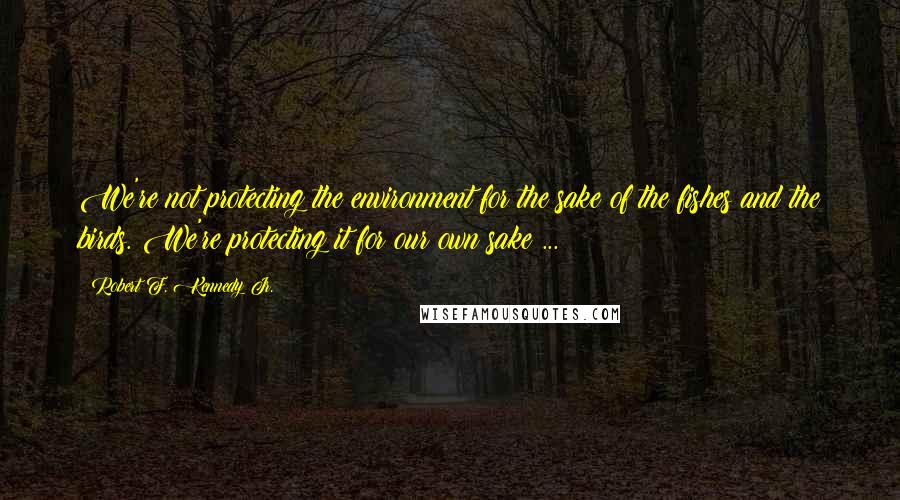 Robert F. Kennedy Jr. Quotes: We're not protecting the environment for the sake of the fishes and the birds. We're protecting it for our own sake ...