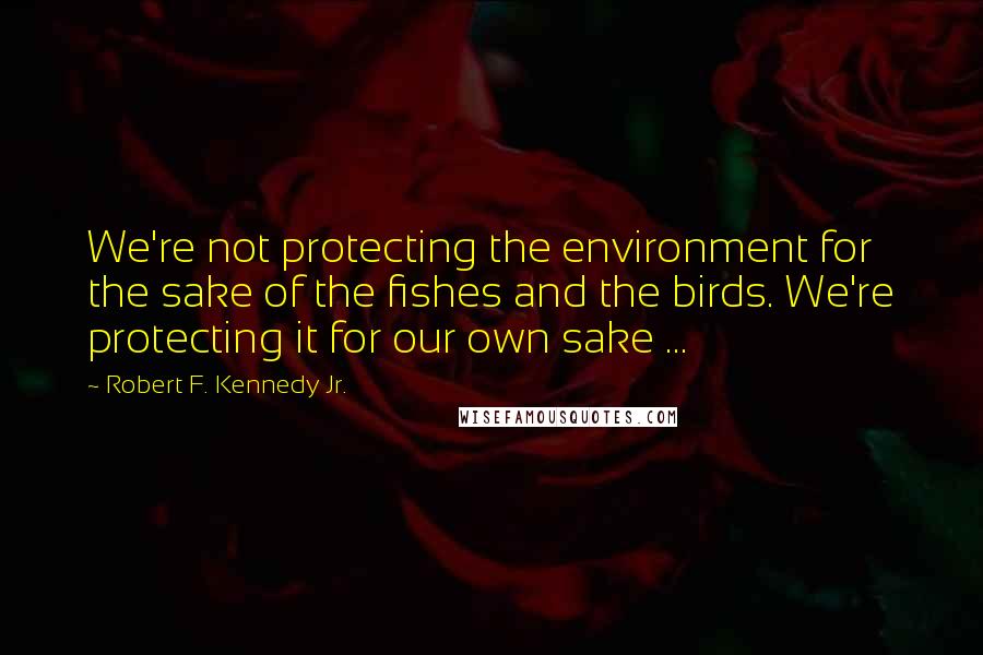 Robert F. Kennedy Jr. Quotes: We're not protecting the environment for the sake of the fishes and the birds. We're protecting it for our own sake ...