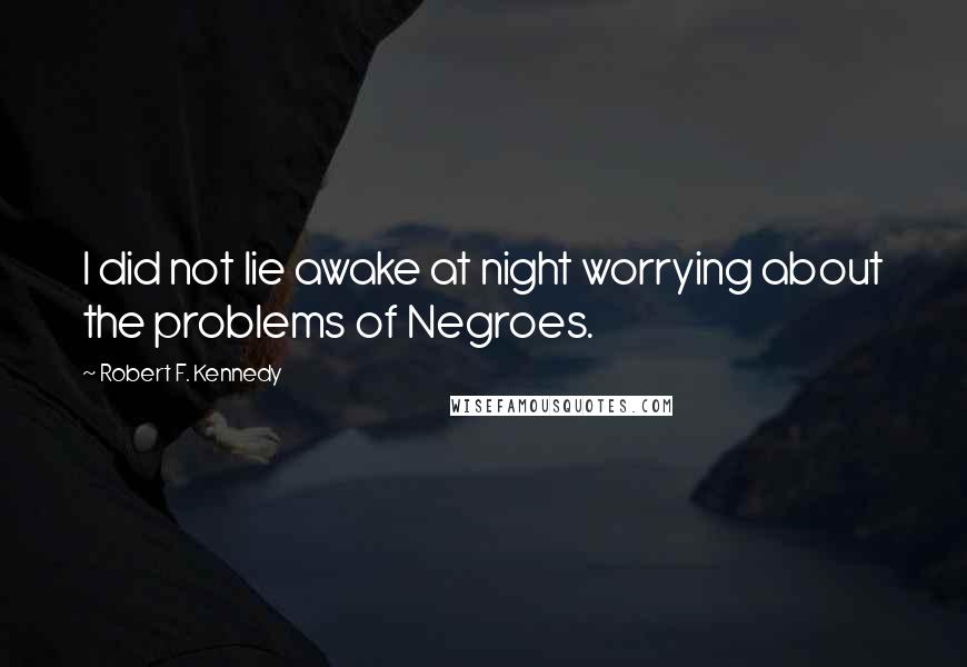 Robert F. Kennedy Quotes: I did not lie awake at night worrying about the problems of Negroes.