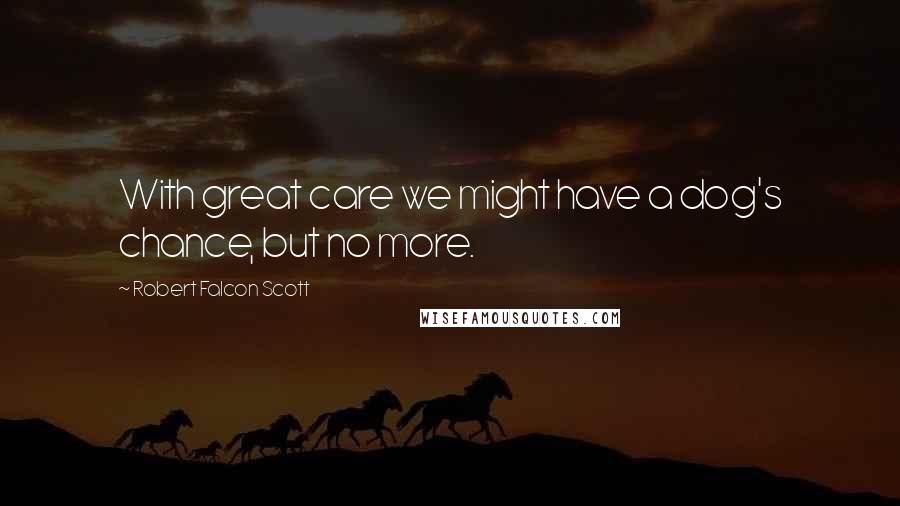 Robert Falcon Scott Quotes: With great care we might have a dog's chance, but no more.