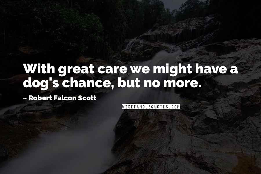 Robert Falcon Scott Quotes: With great care we might have a dog's chance, but no more.