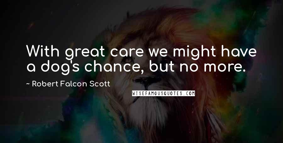 Robert Falcon Scott Quotes: With great care we might have a dog's chance, but no more.