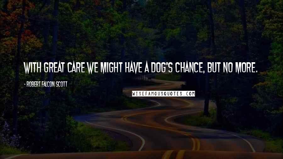 Robert Falcon Scott Quotes: With great care we might have a dog's chance, but no more.