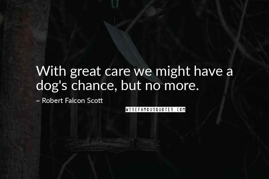 Robert Falcon Scott Quotes: With great care we might have a dog's chance, but no more.