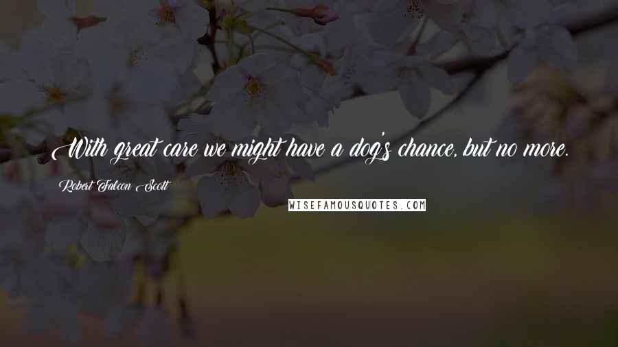 Robert Falcon Scott Quotes: With great care we might have a dog's chance, but no more.