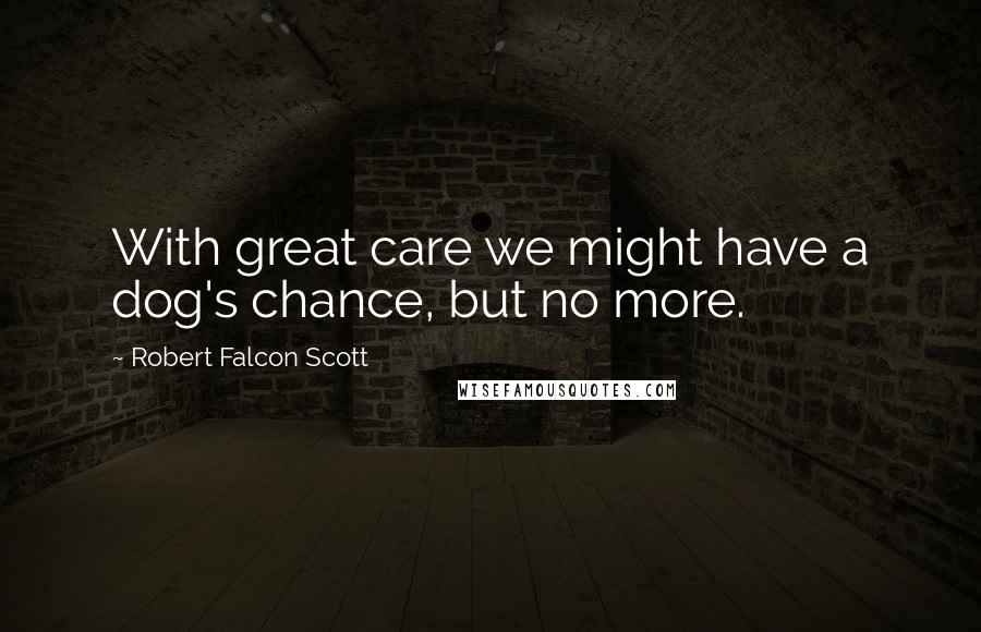 Robert Falcon Scott Quotes: With great care we might have a dog's chance, but no more.
