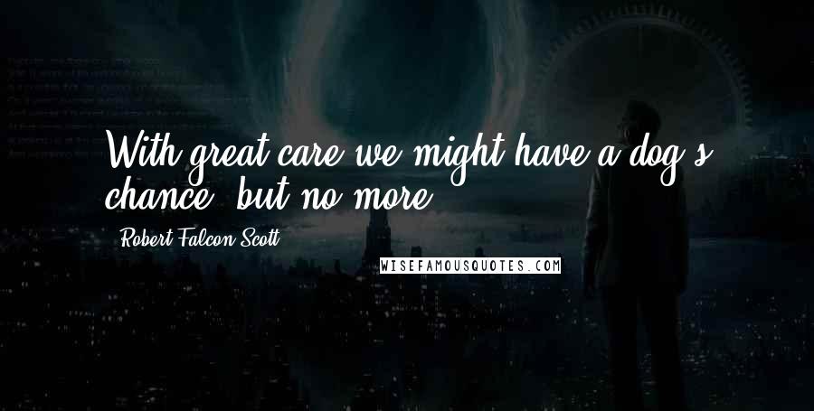Robert Falcon Scott Quotes: With great care we might have a dog's chance, but no more.