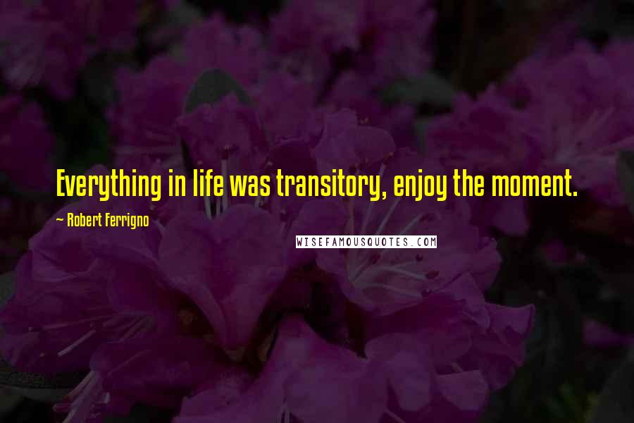 Robert Ferrigno Quotes: Everything in life was transitory, enjoy the moment.