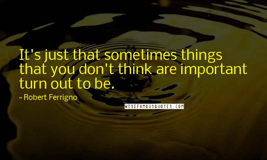Robert Ferrigno Quotes: It's just that sometimes things that you don't think are important turn out to be.