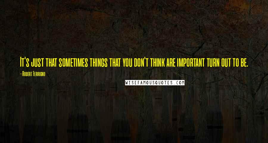 Robert Ferrigno Quotes: It's just that sometimes things that you don't think are important turn out to be.