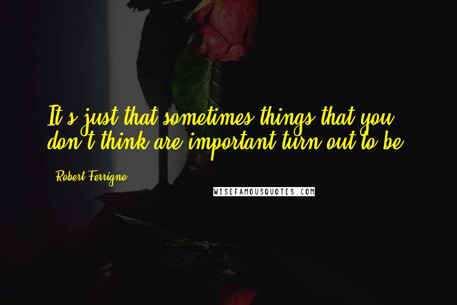 Robert Ferrigno Quotes: It's just that sometimes things that you don't think are important turn out to be.