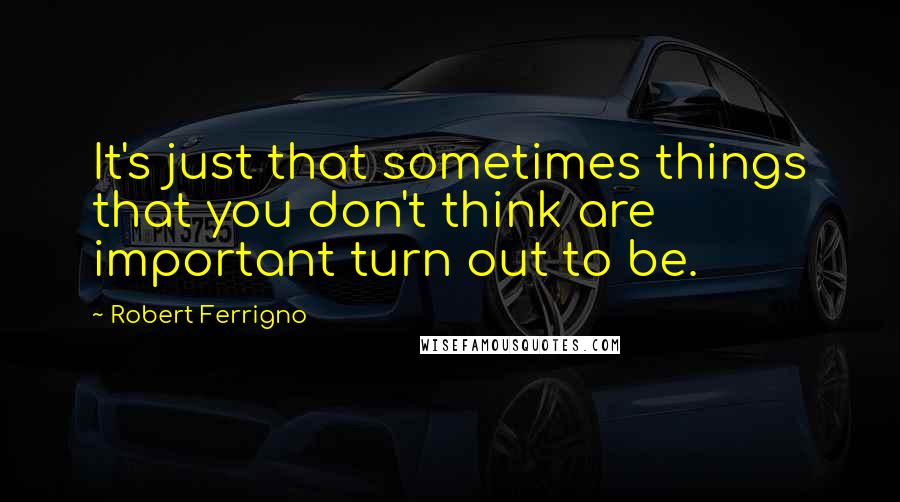 Robert Ferrigno Quotes: It's just that sometimes things that you don't think are important turn out to be.