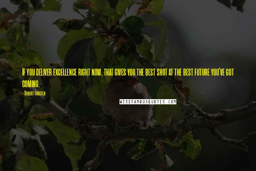 Robert Forster Quotes: If you deliver excellence right now, that gives you the best shot at the best future you've got coming.