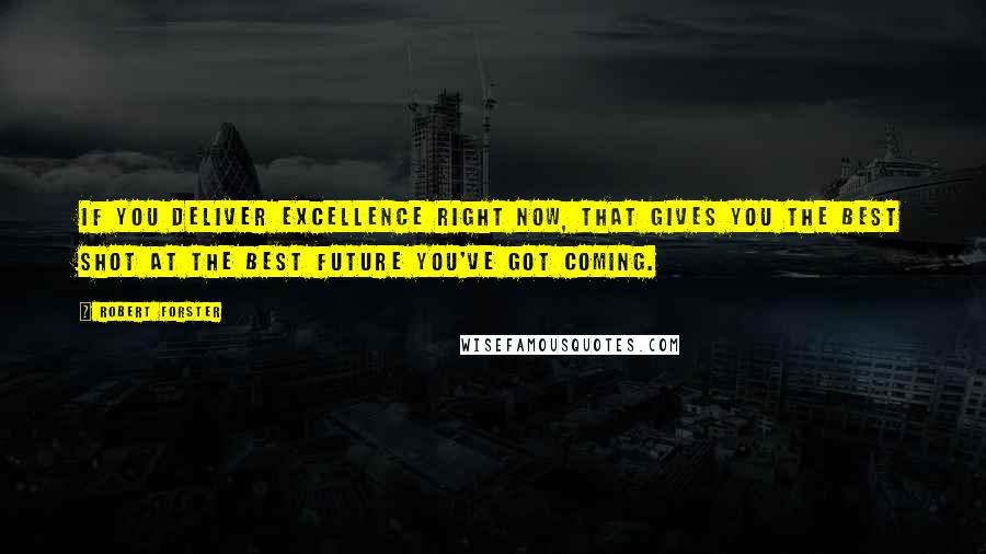 Robert Forster Quotes: If you deliver excellence right now, that gives you the best shot at the best future you've got coming.