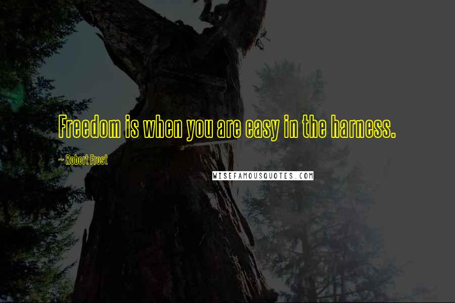 Robert Frost Quotes: Freedom is when you are easy in the harness.