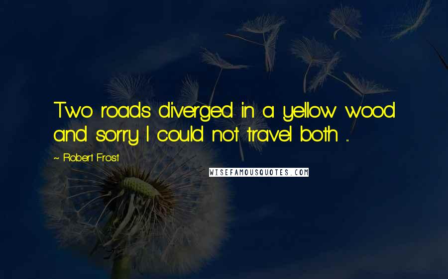Robert Frost Quotes: Two roads diverged in a yellow wood and sorry I could not travel both ...