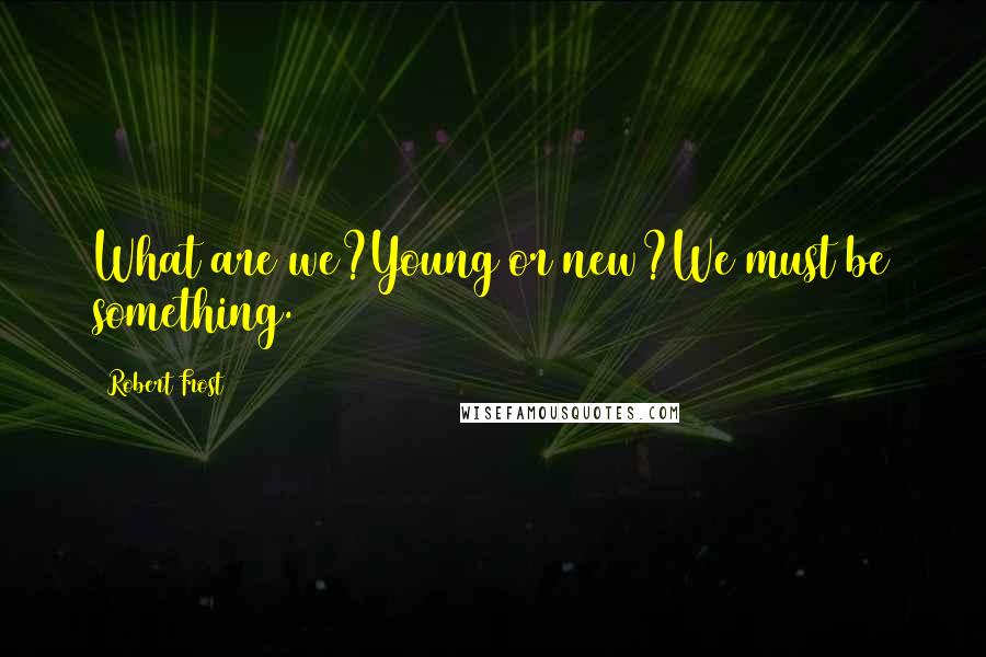 Robert Frost Quotes: What are we?Young or new?We must be something.