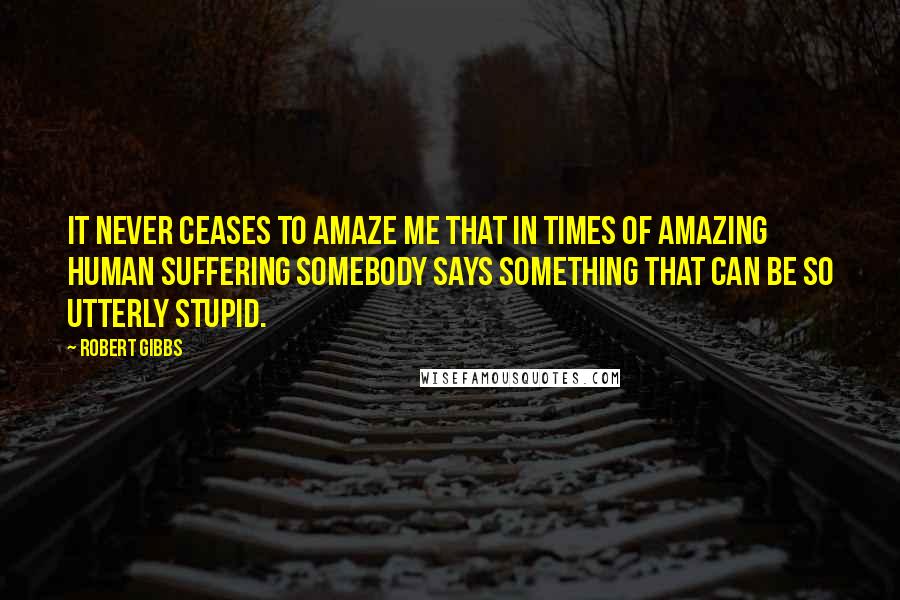 Robert Gibbs Quotes: It never ceases to amaze me that in times of amazing human suffering somebody says something that can be so utterly stupid.