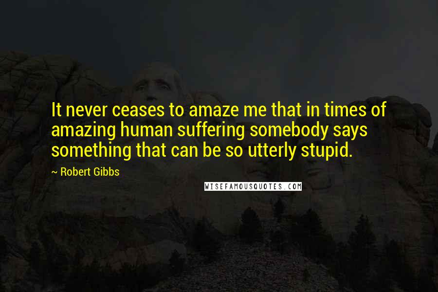 Robert Gibbs Quotes: It never ceases to amaze me that in times of amazing human suffering somebody says something that can be so utterly stupid.