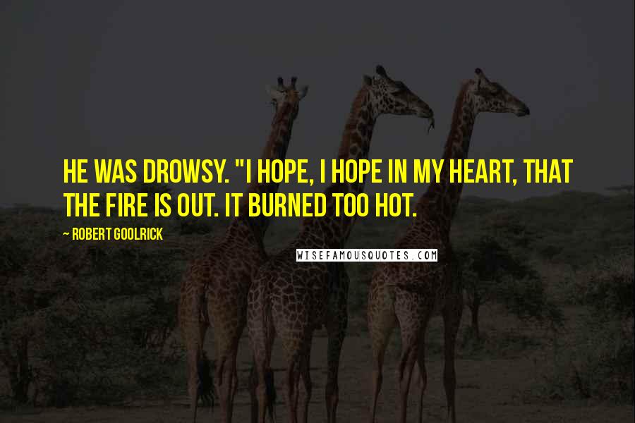 Robert Goolrick Quotes: He was drowsy. "I hope, I hope in my heart, that the fire is out. It burned too hot.