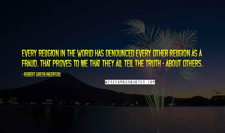 Robert Green Ingersoll Quotes: Every religion in the world has denounced every other religion as a fraud. That proves to me that they all tell the truth - about others.