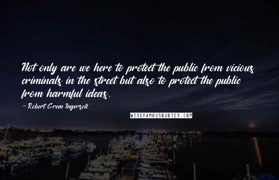 Robert Green Ingersoll Quotes: Not only are we here to protect the public from vicious criminals in the street but also to protect the public from harmful ideas.